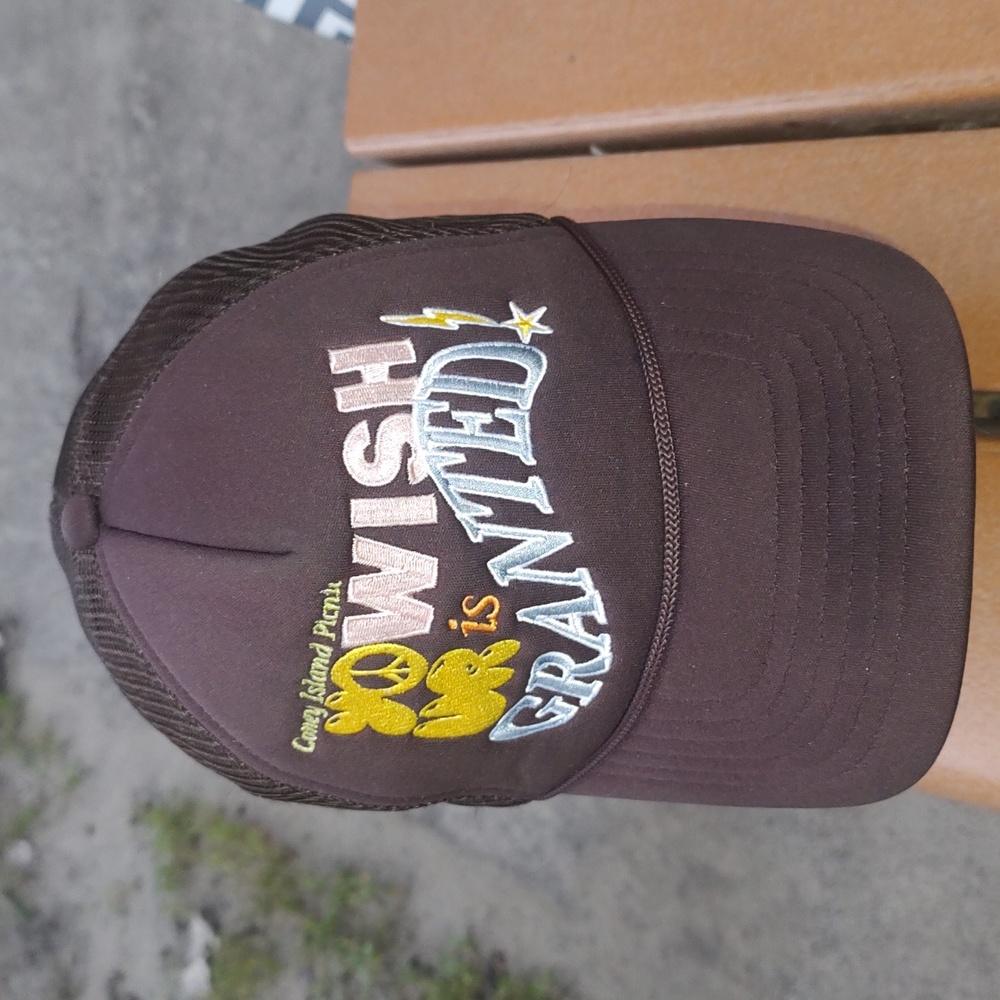 Vtg Coney Island Picnic Ur Wish is Granted Trucker Mesh Snapback Hat Cap